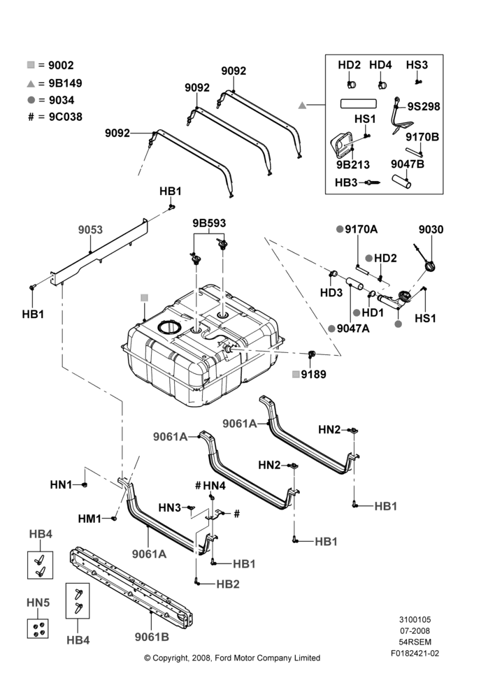 05L - Fuel Tank, 5.4L Modular SOHC V8, All Cutaway/Strip Chas/Chas Cab, Extended Plus Capacity Fuel Tank; 18/AUG/2008-08/SEP/2009