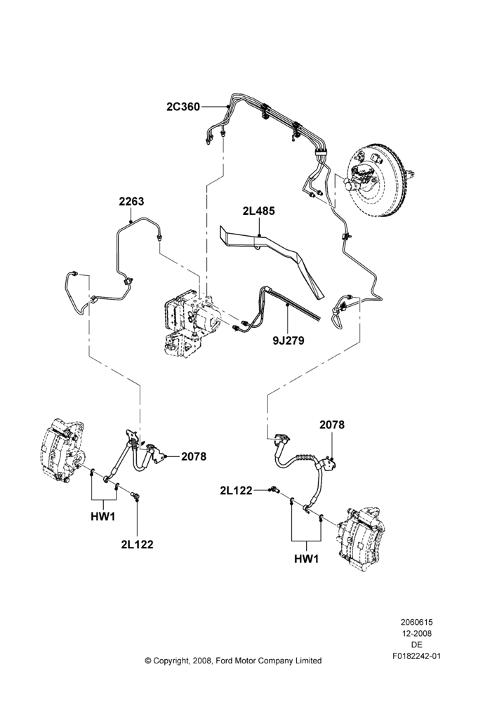 15D - FRONT BRAKE LINES, 2.5L 4v PFI I4 Gas/Electric; 04/FEB/2009-29/JUL/2012