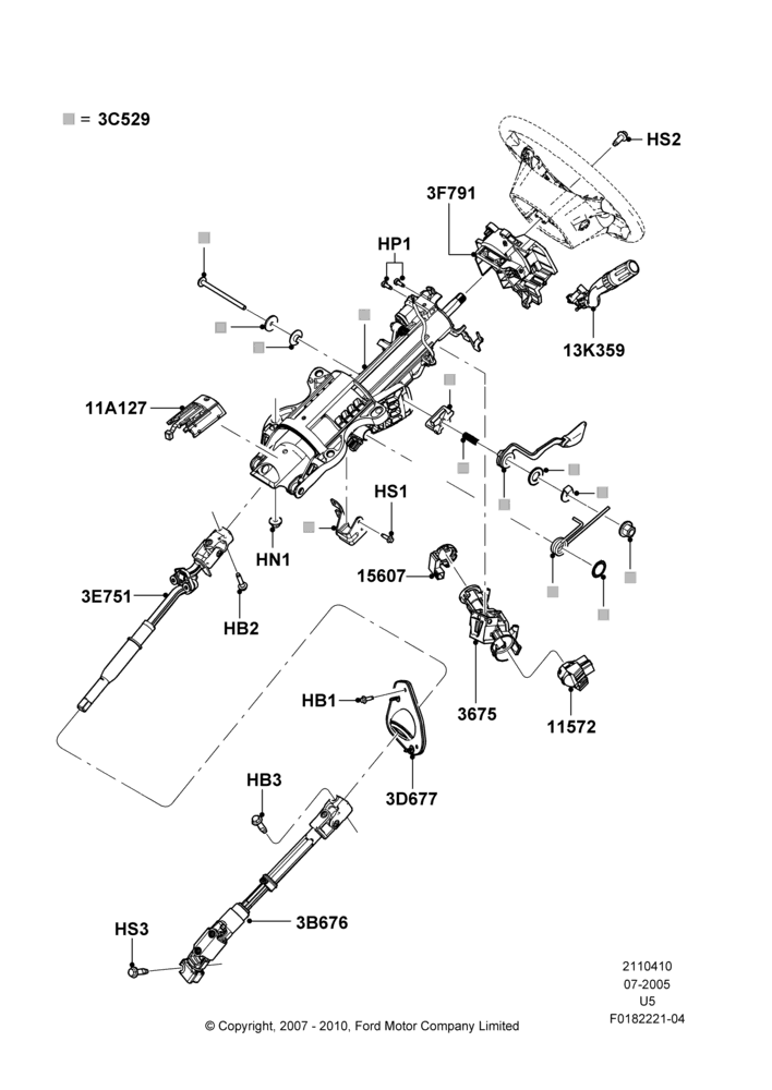 10B - Steering Column And Gear Shift; 19/JUL/2005-03/DEC/2007