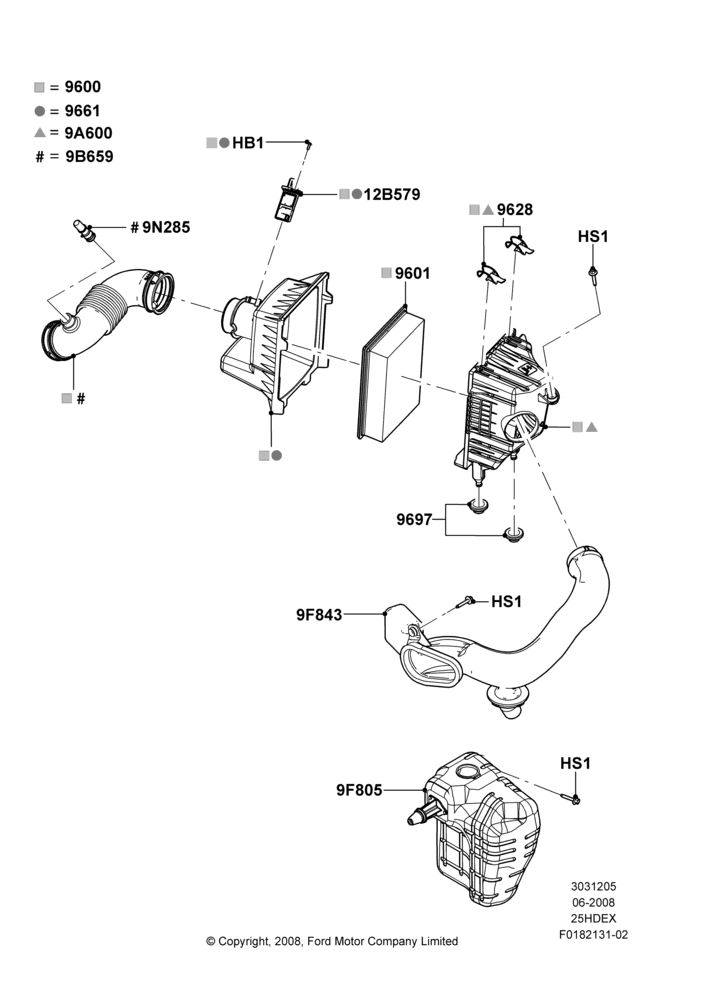05A - Air Cleaner, 2.5L Duratec (110kW/150PS); 23/JUN/2008-29/APR/2012