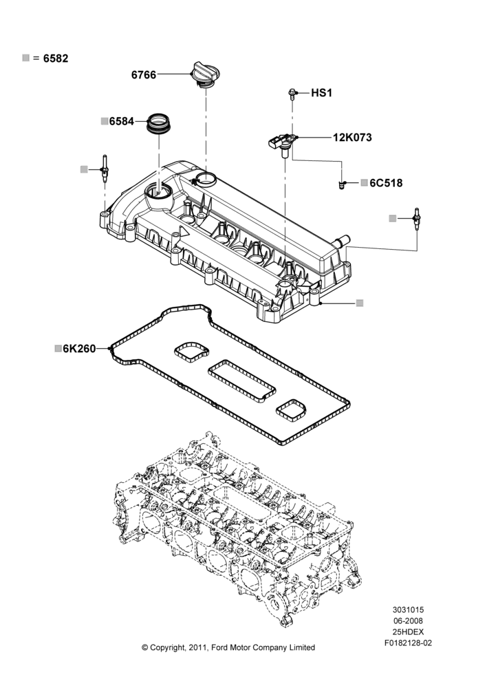 15A - Cylinder Head Cover, 2.5L Duratec (110kW/150PS); 23/JUN/2008-07/DEC/2011