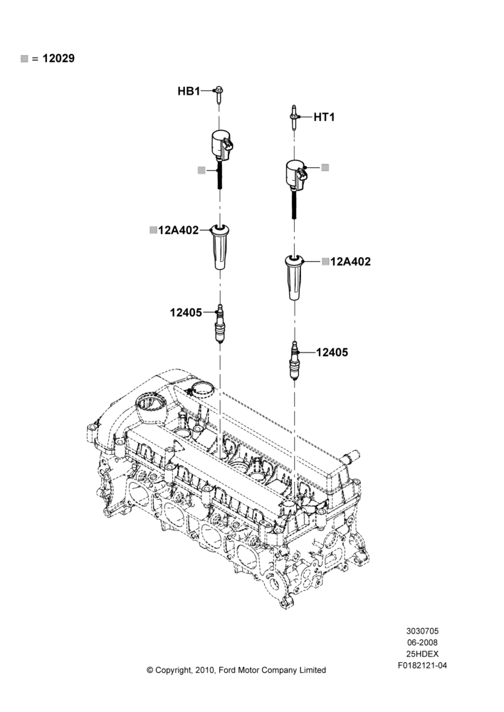 05A - Ignition Coil and Wires/Spark Plugs, 2.5L Duratec (110kW/150PS); 23/JUN/2008-29/APR/2012