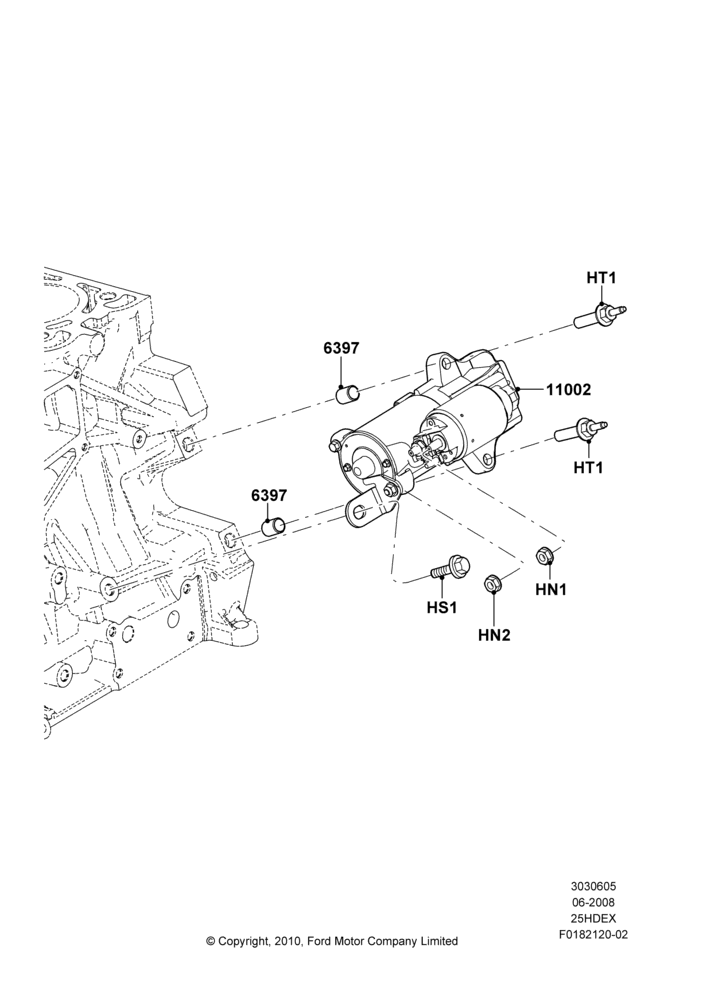 05A - Starter Motor, 2.5L Duratec (110kW/150PS); 23/JUN/2008-29/APR/2012