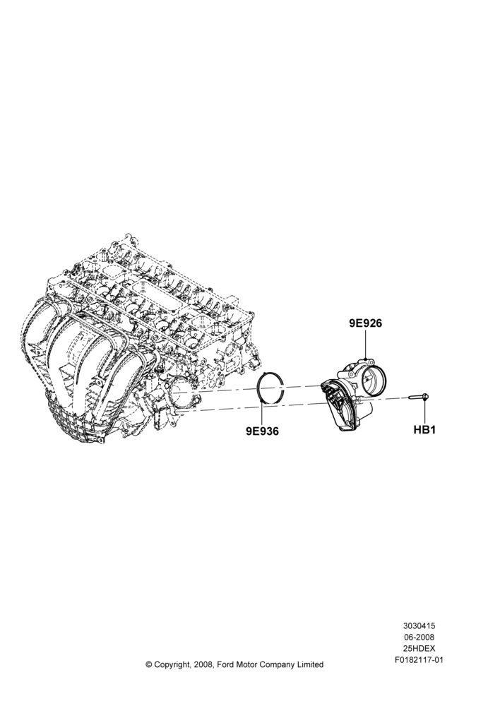 15A - Throttle Housing, 2.5L Duratec (110kW/150PS); 23/JUN/2008-29/APR/2012