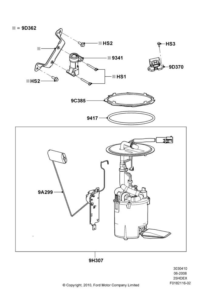 10A - Fuel Pump And Sender Unit, 2.5L Duratec (110kW/150PS); 23/JUN/2008-03/AUG/2009