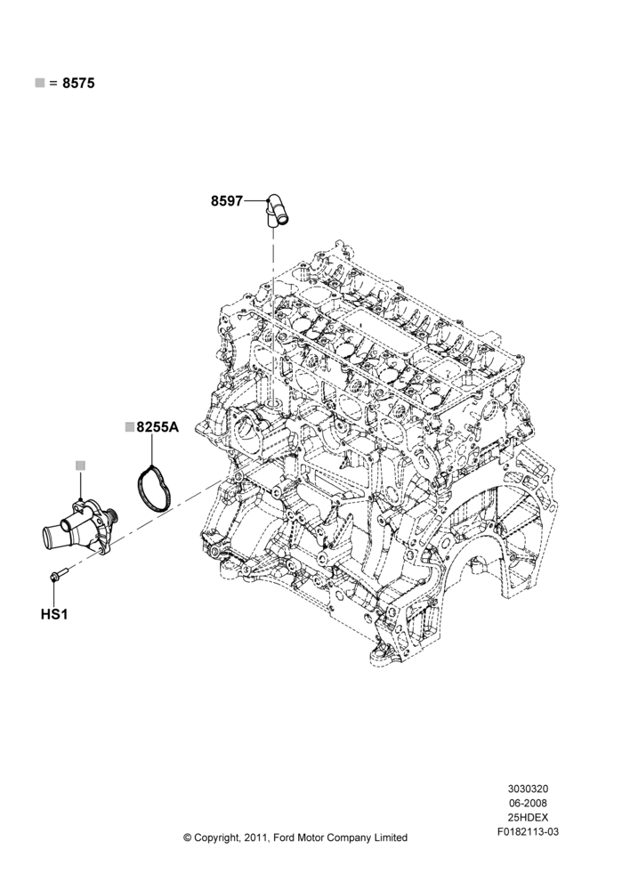 Thermostat/Housing & Related Parts, 2.5L Duratec (110kW/150PS)