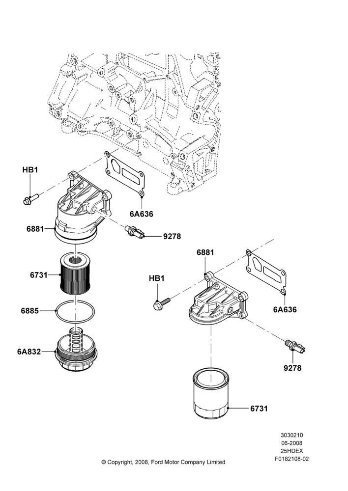 10A - Oil Cooler and Filter, 2.5L Duratec (110kW/150PS); 23/JUN/2008-29/APR/2012