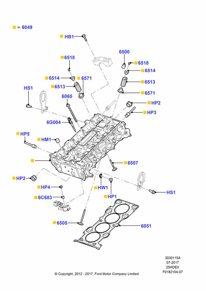 15A - Cylinder Head, 2.5L Duratec (110kW/150PS); 23/JUN/2008-29/APR/2012