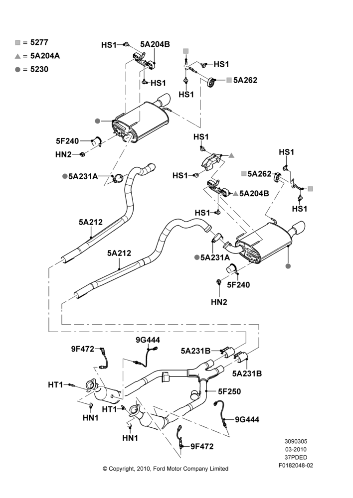 Exhaust System, 3.7L 4V PFI V6 NA Gas