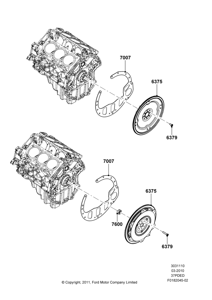 10B - Flywheel, 3.7L 4V PFI V6 NA Gas; 22/MAR/2010-27/JUN/2014