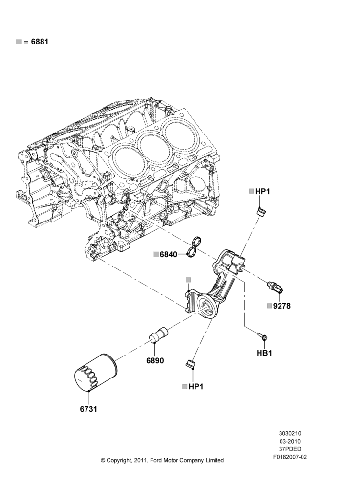 10B - Oil Cooler and Filter, 3.7L 4V PFI V6 NA Gas; 22/MAR/2010-27/JUN/2014