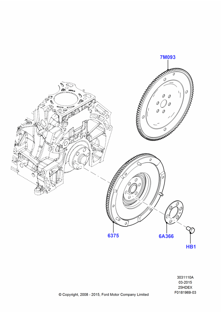 10A - Flywheel, 2.5L Duratec HE PFI (170PS); 04/FEB/2009-29/JUL/2012