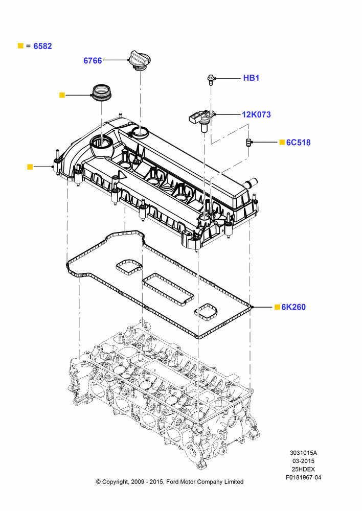 15A - Cylinder Head Cover, 2.5L Duratec HE PFI (170PS); 04/FEB/2009-29/JUL/2012