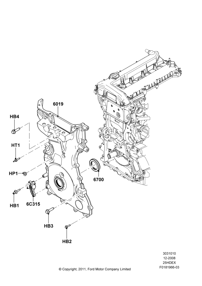 10A - Timing Gear Covers, 2.5L Duratec HE PFI (170PS); 04/FEB/2009-29/JUL/2012