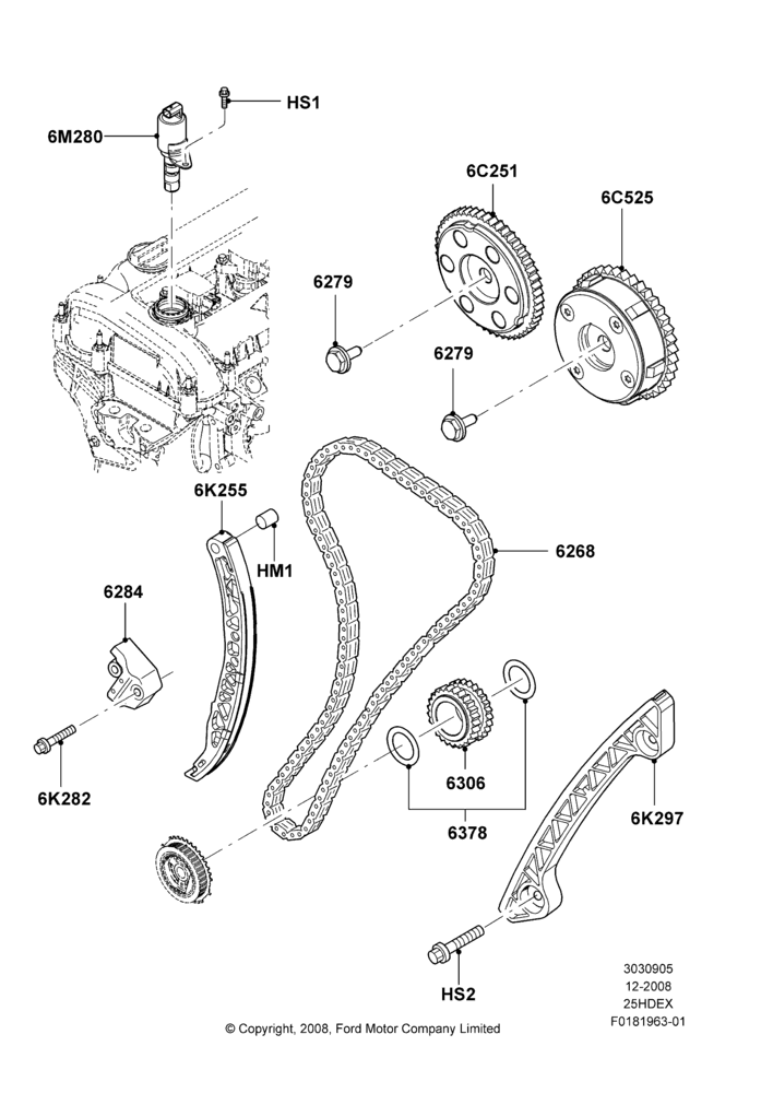 05A - Timing Gear, 2.5L Duratec HE PFI (170PS); 04/FEB/2009-29/JUL/2012