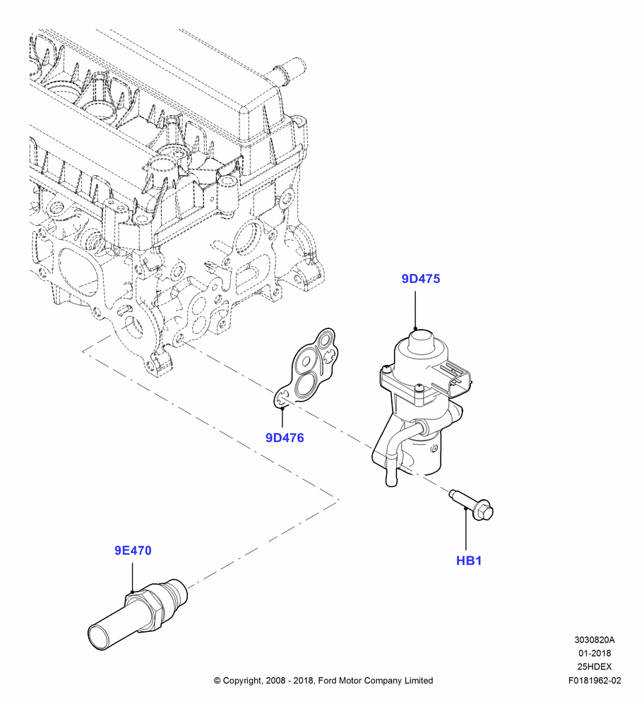 20A - Exhaust Gas Recirculation, 2.5L Duratec HE PFI (170PS); 04/FEB/2009-29/JUL/2012