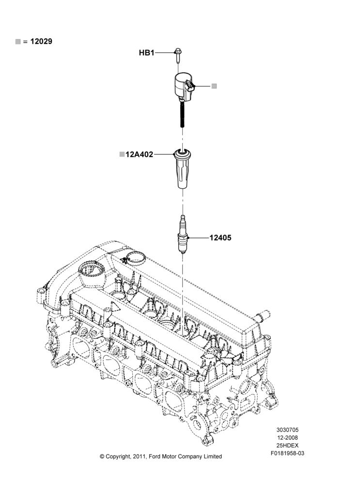 05A - Ignition Coil and Wires/Spark Plugs, 2.5L Duratec HE PFI (170PS); 04/FEB/2009-29/JUL/2012