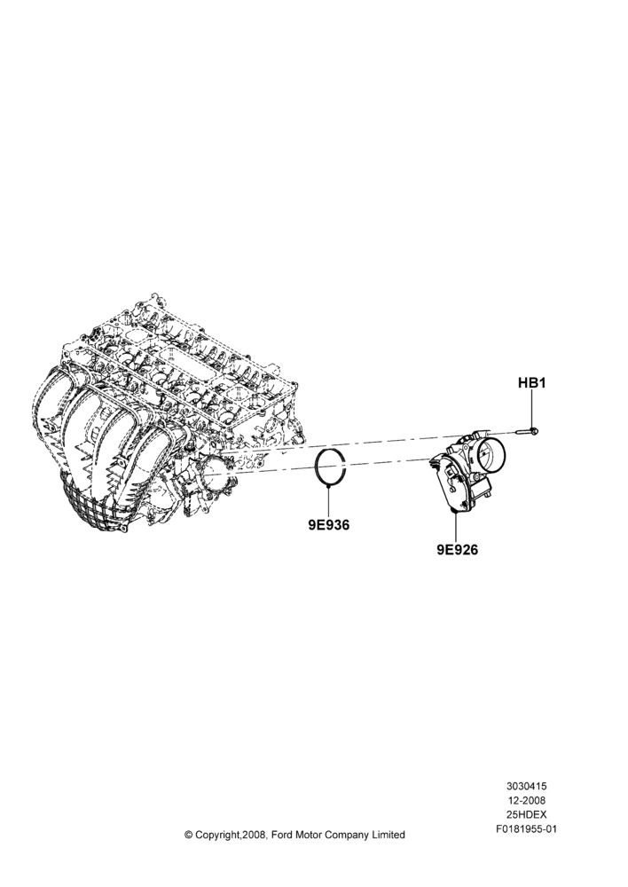 15A - Throttle Housing, 2.5L Duratec HE PFI (170PS); 04/FEB/2009-29/JUL/2012