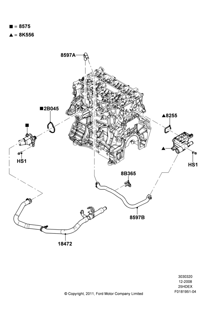 20A - Thermostat/Housing & Related Parts, 2.5L Duratec HE PFI (170PS); 04/FEB/2009-29/JUL/2012