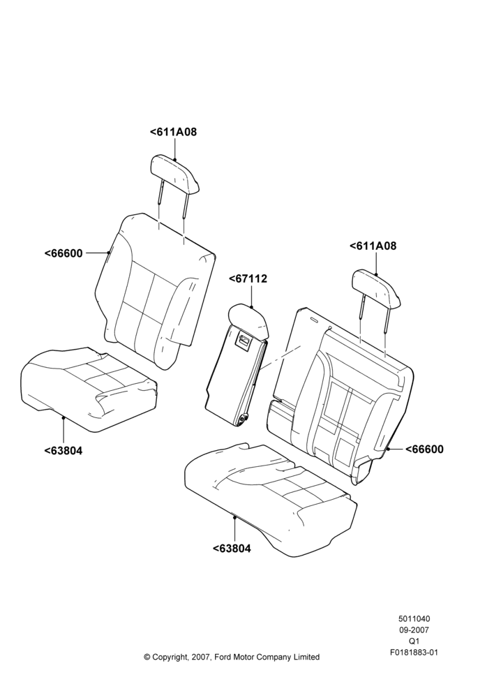 40D - Rear Seat Covers, Lincoln/Mercury Series; 17/SEP/2007-12/JUL/2010