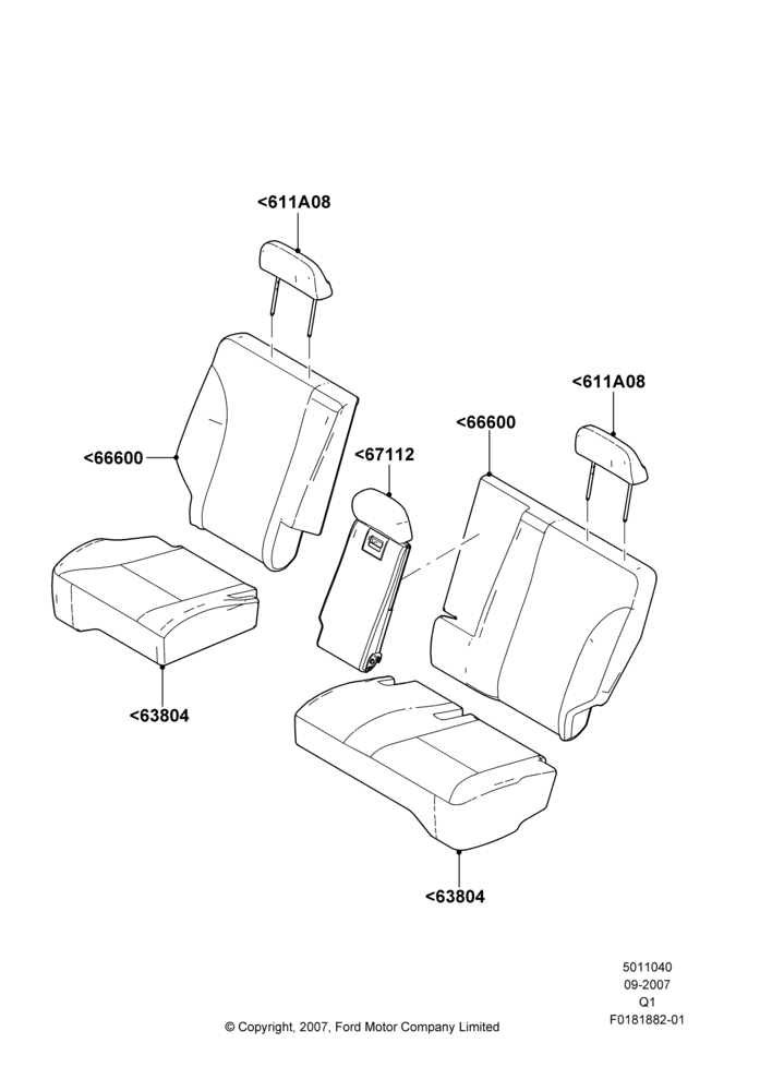 40C - Rear Seat Covers, Ford Series; 17/SEP/2007-12/JUL/2010