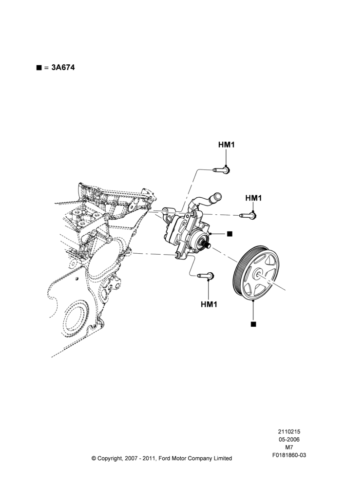 15B - Power Steering Pump Mounting, 3.0 V6 24V DOHC EFI Modular; 01/MAY/2006-08/JAN/2007