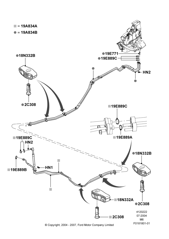 22B - Air Conditioning System, Underbody; 26/JUL/2004-01/MAY/2006