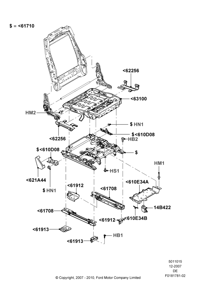 15K - Front Seat Base, Lincoln Division Derivative, With Pass 8 Way Power Seat Adjuster; 02/JUN/2008-04/FEB/2009
