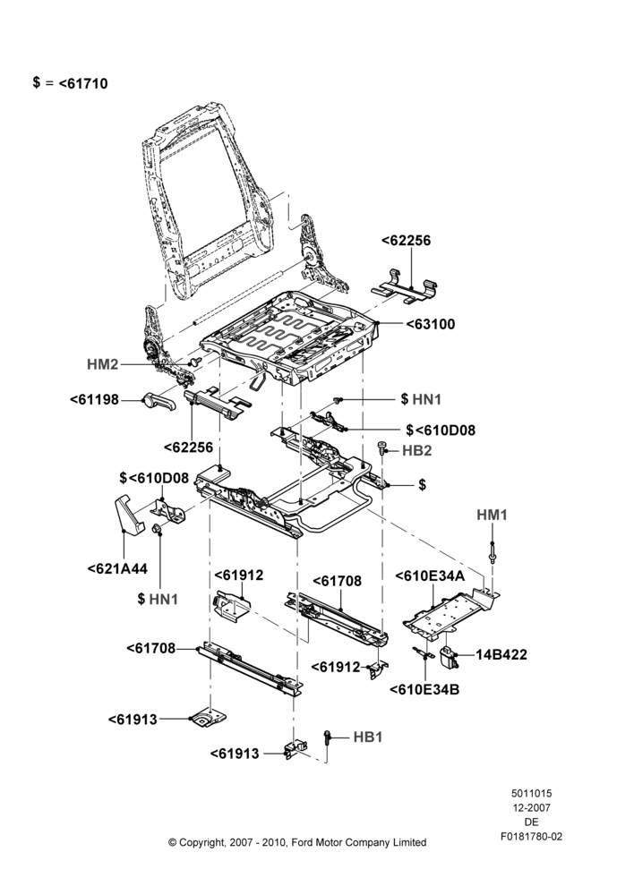 15H - Front Seat Base, Ford Division Derivative, With Pass. 2 Way Manual Seat Adjust; 02/JUN/2008-04/FEB/2009