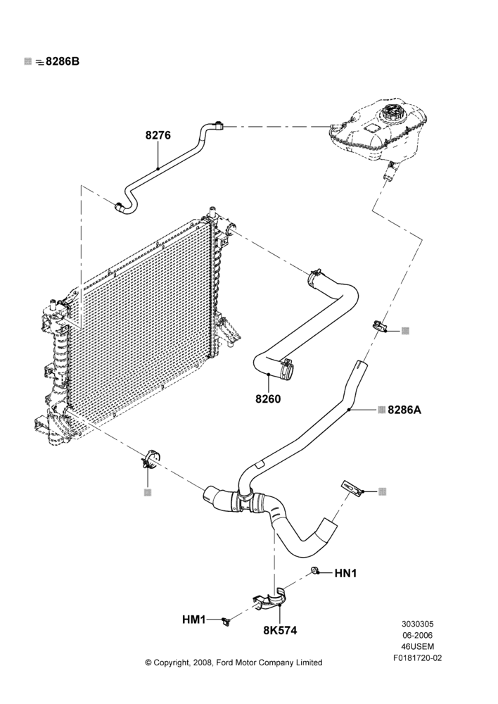 Cooling System Pipes and Hoses, 4.6L 3v V8 SOHC EFI