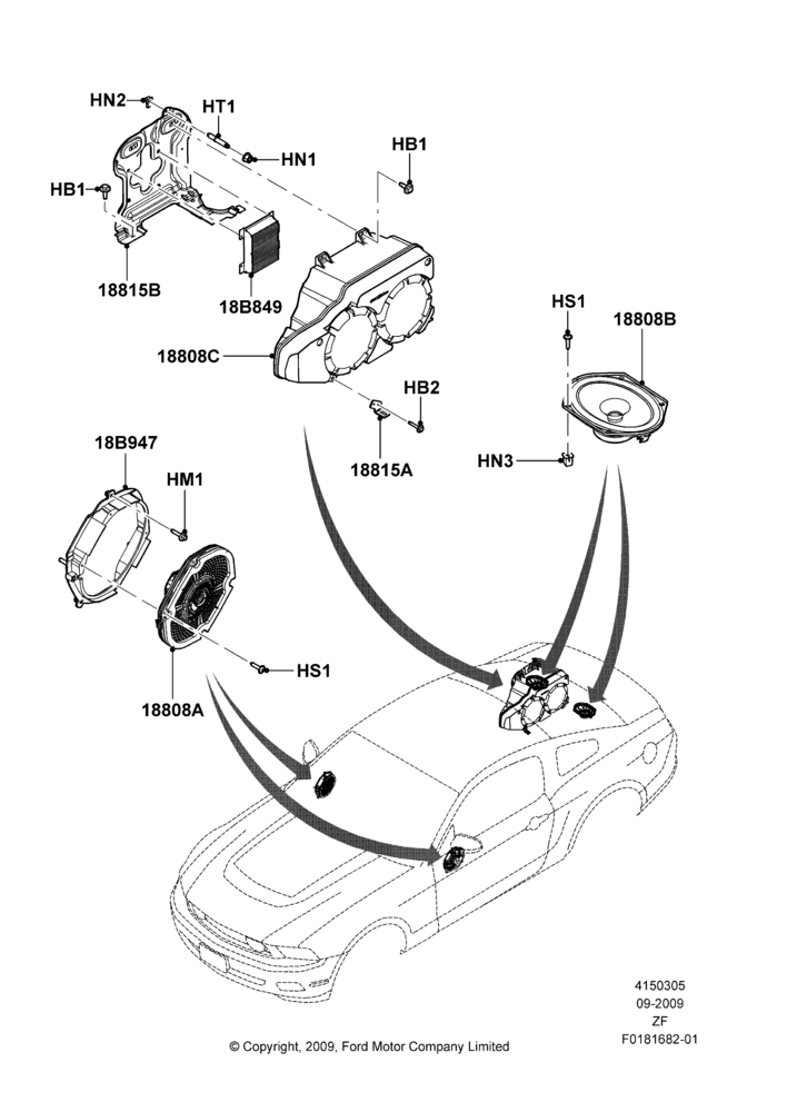05J - Speakers, Coupe, High Performance Audio System; 26/FEB/2009-03/AUG/2009