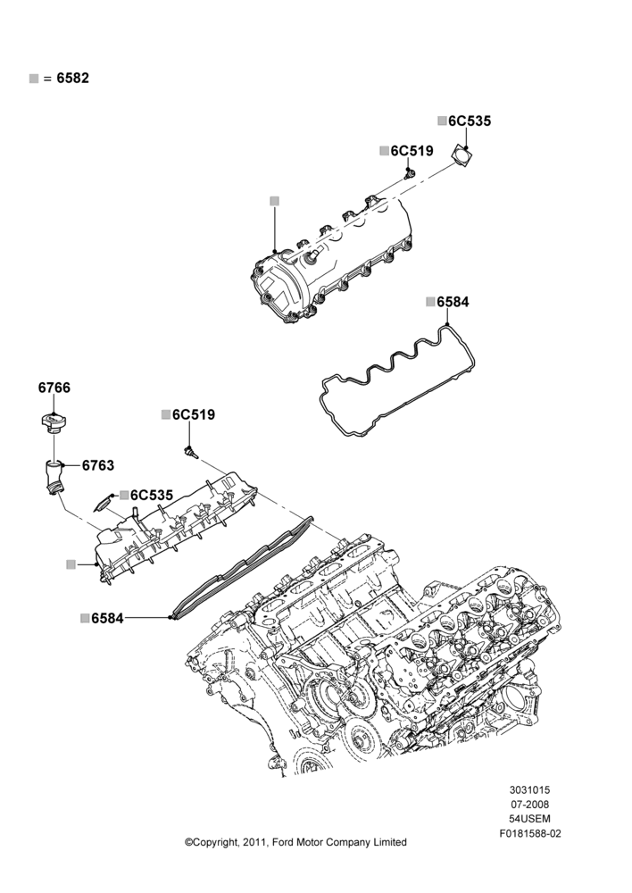 15E - Cylinder Head Cover, 5.4L 3V V8; 18/AUG/2008-03/NOV/2010