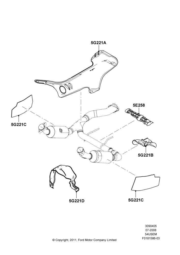 Heat Shields - Exhaust System, 5.4L 3V V8