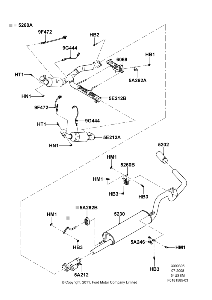 Exhaust System, 5.4L 3V V8