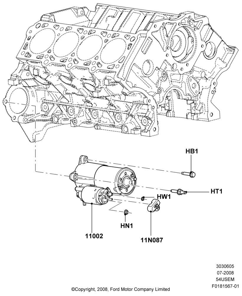 05E - Starter Motor, 5.4L 3V V8; 18/AUG/2008-03/NOV/2010