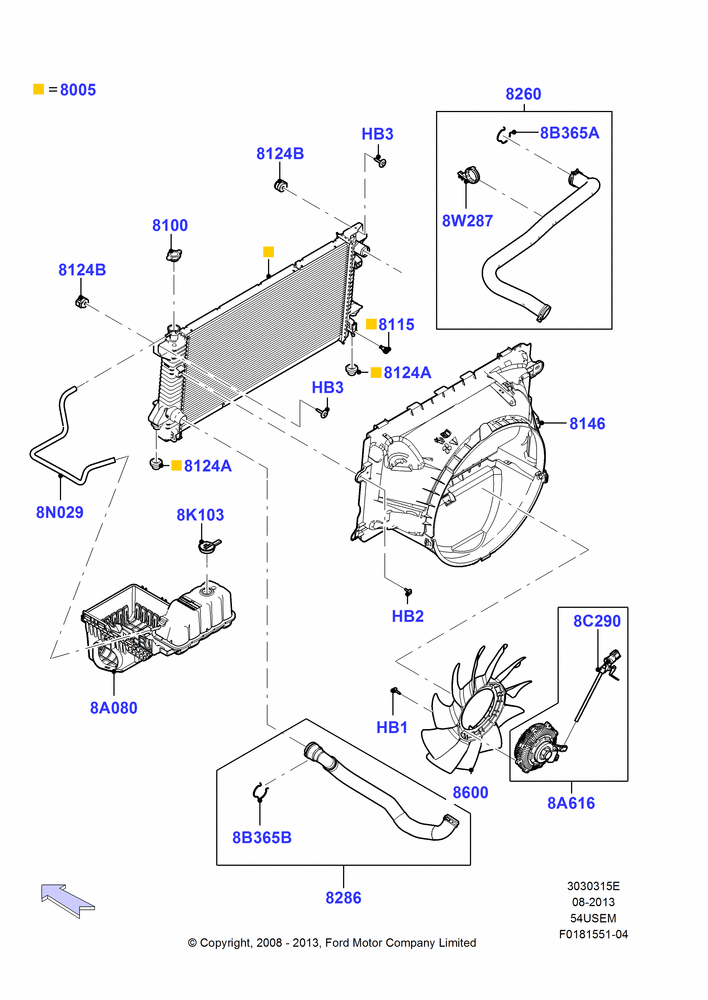 Radiator/Coolant Overflow Container, 5.4L 3V V8