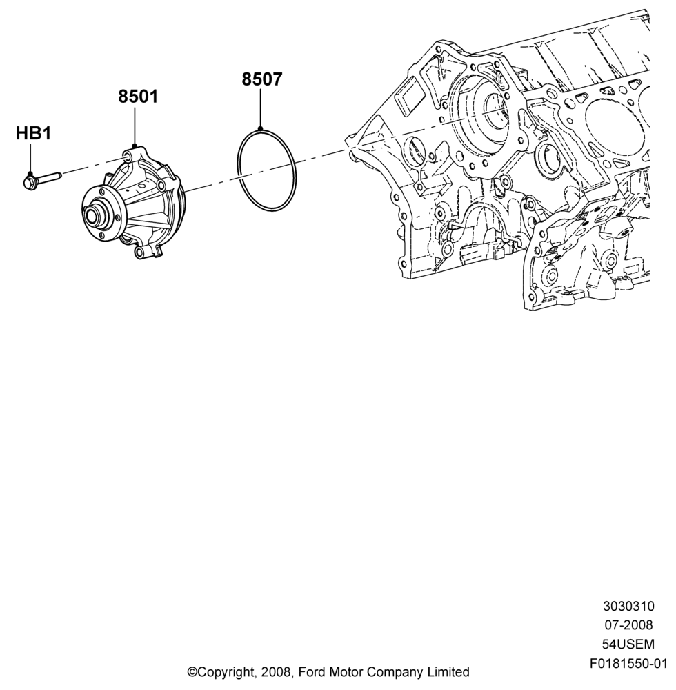 10E - Water Pump, 5.4L 3V V8; 18/AUG/2008-03/NOV/2010