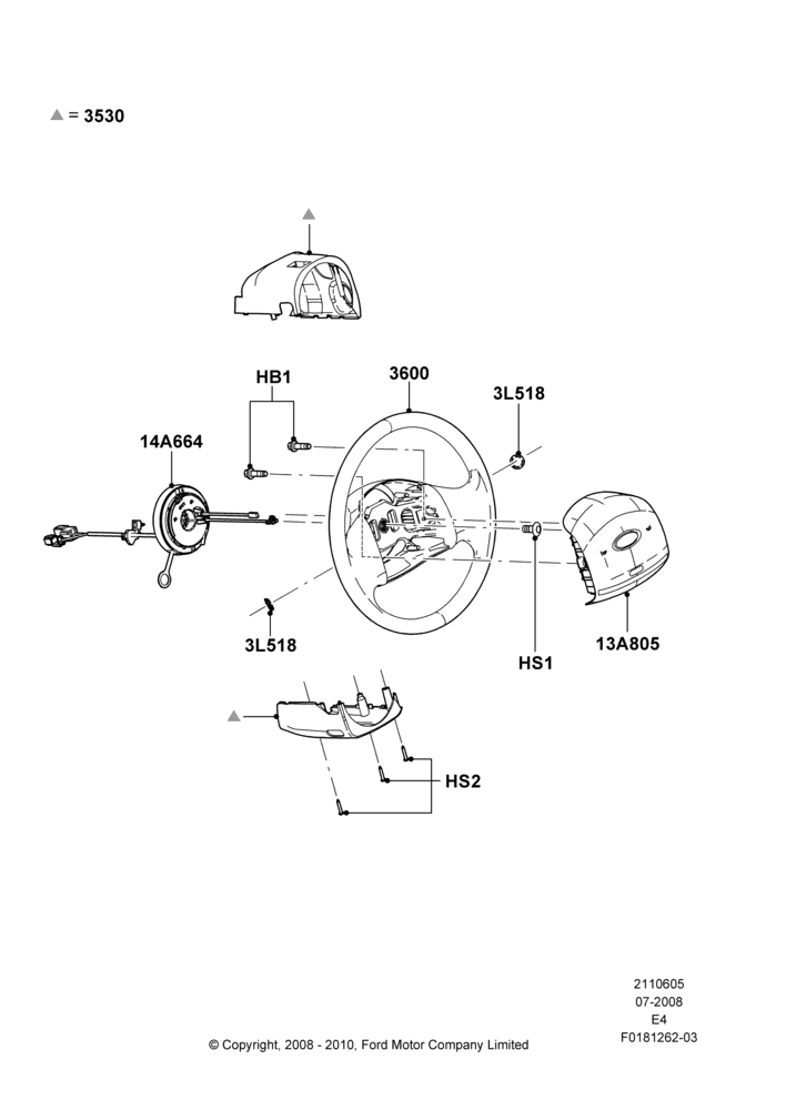 05B - Steering Wheel, Less Driver Air Bag Restraint; 18/AUG/2008-24/AUG/2009
