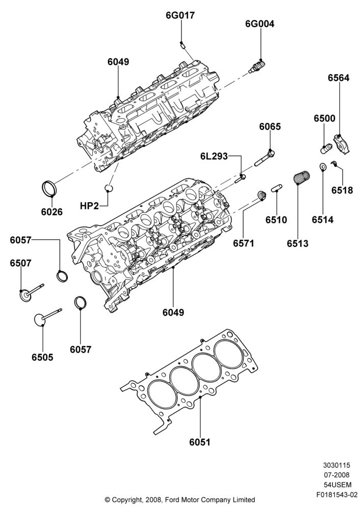 15E - Cylinder Head, 5.4L 3V V8; 18/AUG/2008-03/NOV/2010