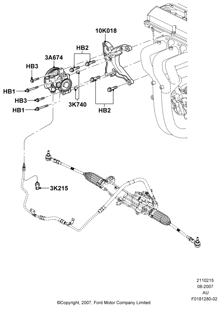 15B - Power Steering Pump Mounting; 27/AUG/2007-07/DEC/2010