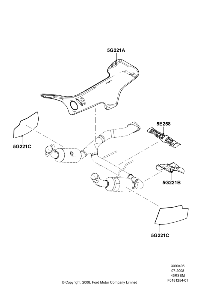 Heat Shields - Exhaust System, Romeo 4.6 SOHC EFI