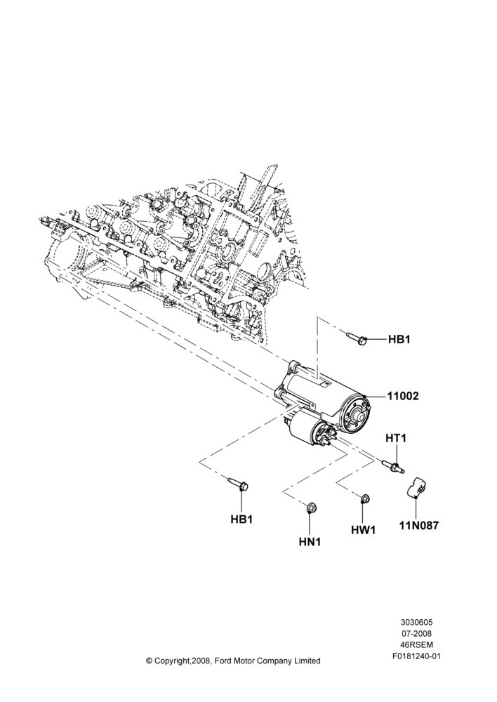 05F - Starter Motor, Romeo 4.6 SOHC EFI; 18/AUG/2008-03/NOV/2010
