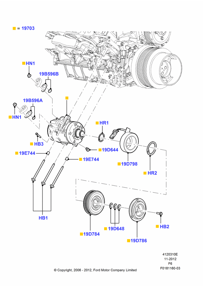 10E - Air Conditioning Condensr/Compressr, 5.4L 3V V8, Romeo 4.6 SOHC EFI, With Air Conditioning, Compressor Assy; 17/JUL/2006-18/AUG/2008