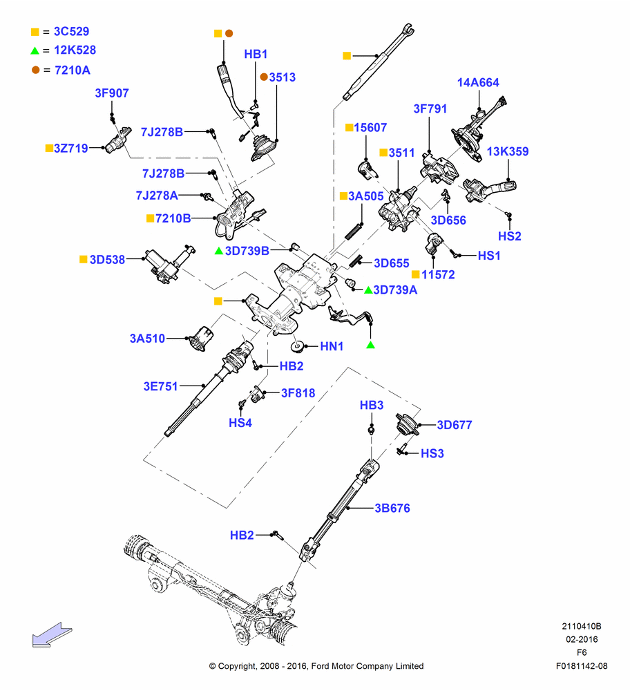 10B - Steering Column And Gear Shift; 18/AUG/2008-03/NOV/2010