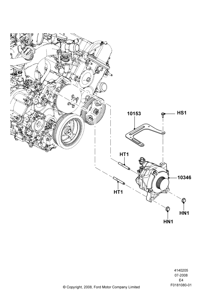 05E - Alternator and Mountings, Romeo 4.6 SOHC EFI; 18/AUG/2008-27/AUG/2012