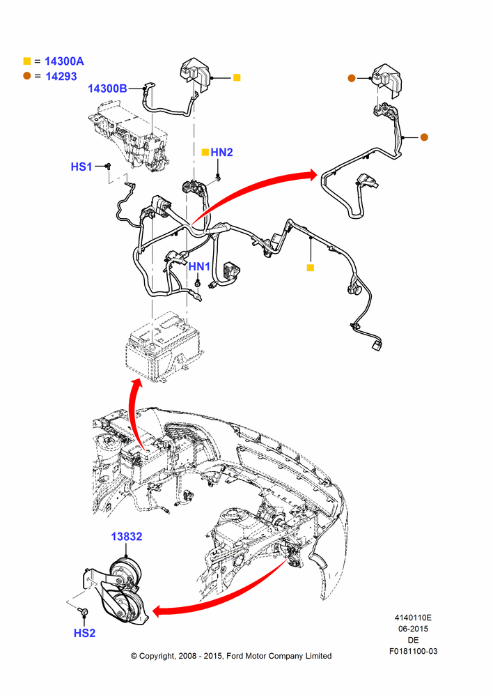 10E - Battery Cables and Horn, 3.0L 4V OHC V6 Duratec 230HP; 04/FEB/2009-29/JUL/2012