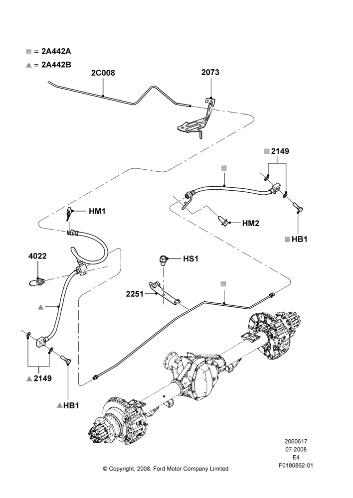 REAR BRAKE LINES, Less Electronic Stability Control