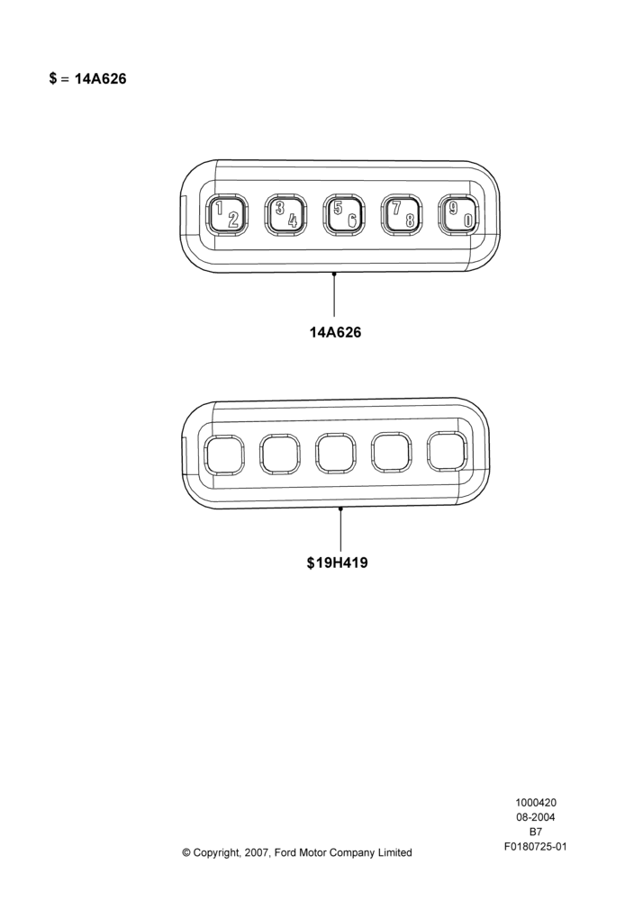 20D - Accessory Anti-Theft Devices, Accessory Wireless Key Pad; 02/AUG/2004-23/AUG/2012