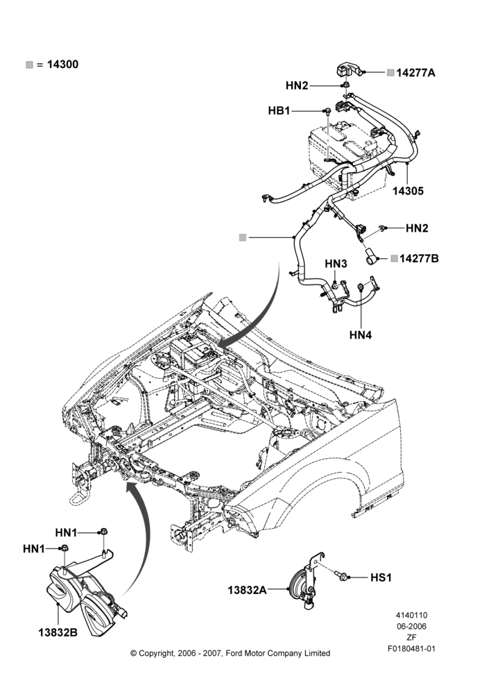 10C - Battery Cables and Horn, 4.6L 3v V8 SOHC EFI; 05/JUN/2006-22/MAR/2010