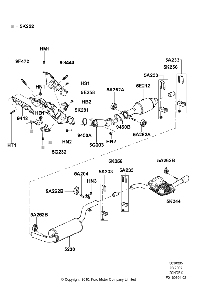 05G - Exhaust System, 2.0L Duratec HE (137PS), PZEV Evaporative Emission; 27/AUG/2007-28/JUN/2010
